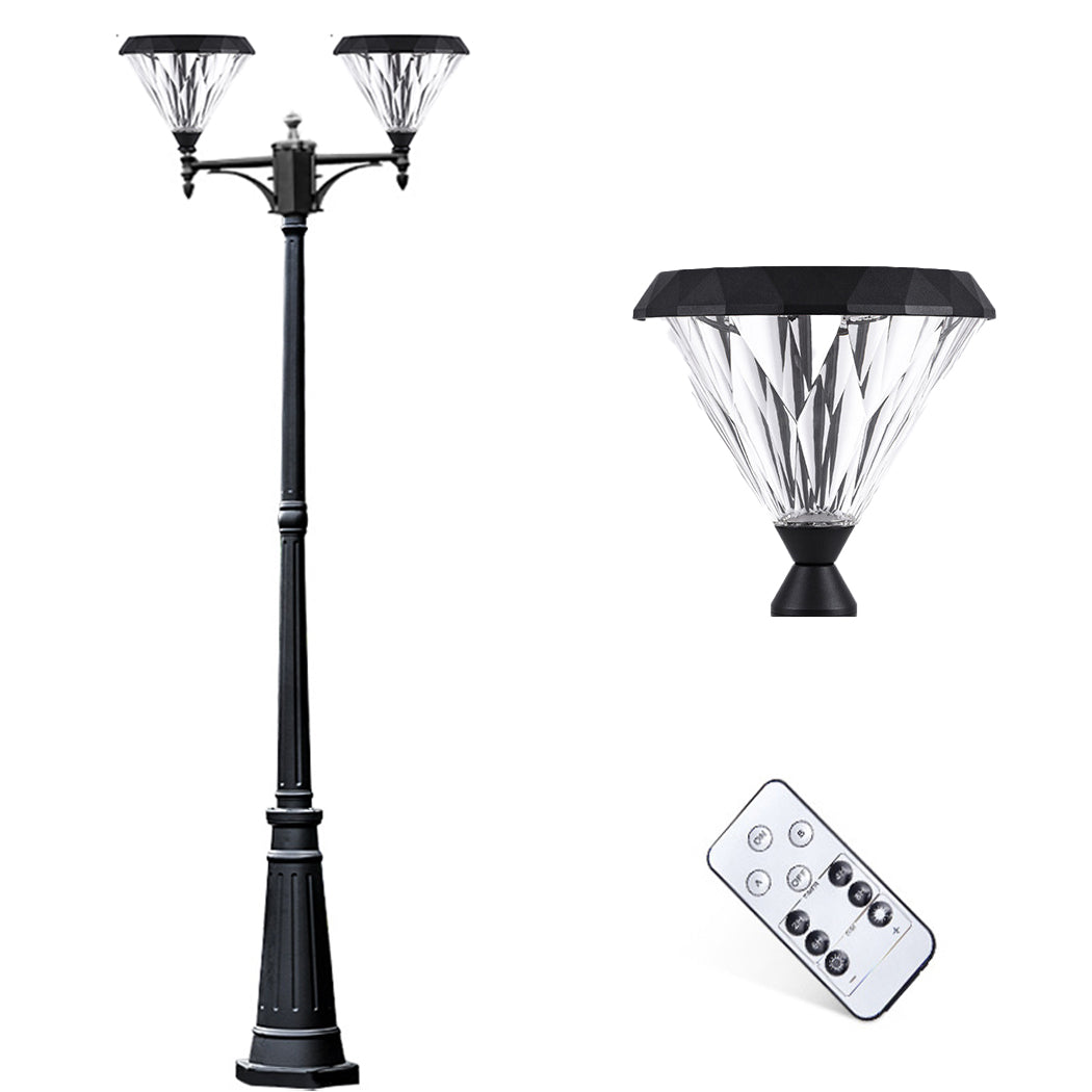 Double Head Solar Post Light 2 Head Solar Street Lantern Flat Top Lawn Walkway