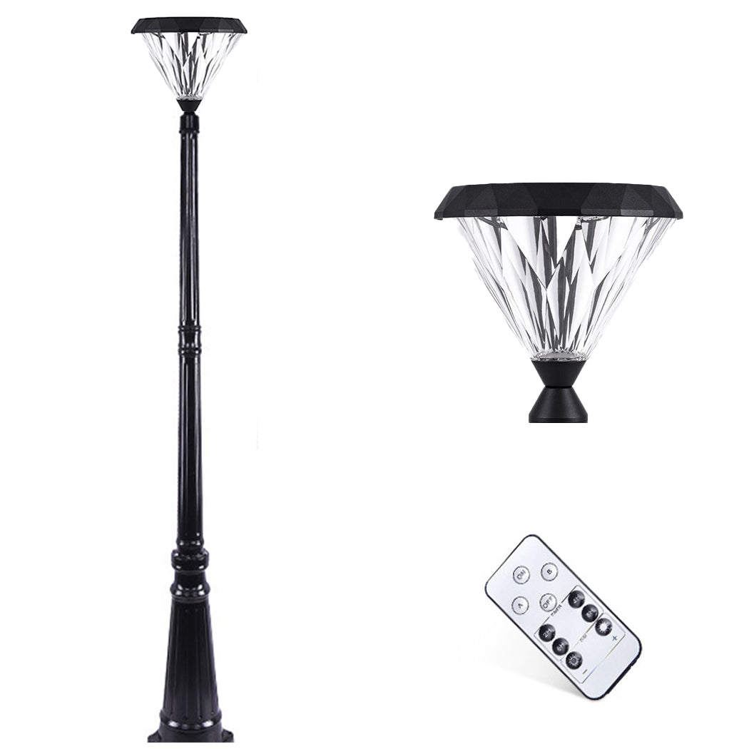 Solar Post Light Solar Pila Street Lamp Lantern Round Flat Top Yard Lawn Walkway